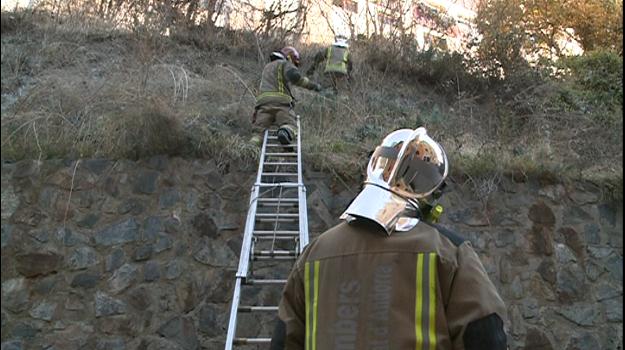 Petit incendi en un descampat d'Escaldes