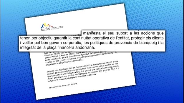 L'Associació de Bancs d'Andorra recolza les accions que garanteixin la continuïtat operativa de BPA