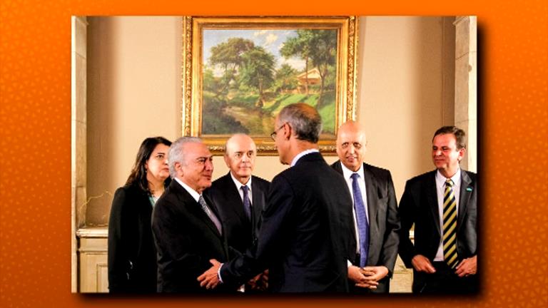 Michel Temer rep Antoni Martí abans de la inauguració dels Jocs