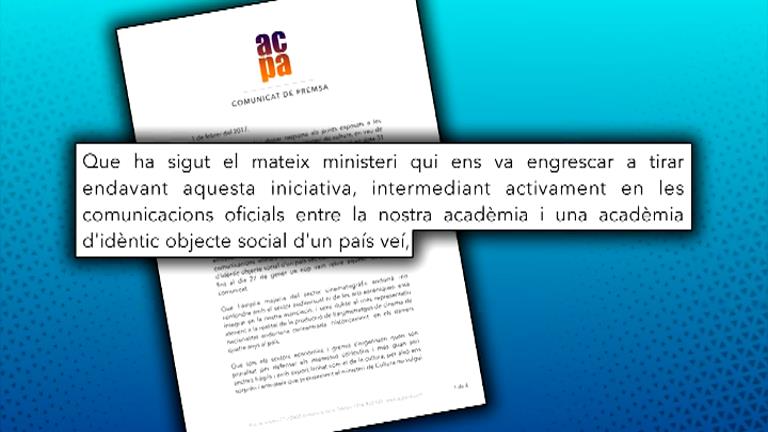 L'Acadèmia del Cinema lamenta que Cultura hagi retirat el suport