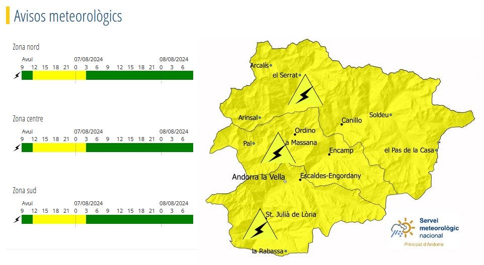 El servei de meteorologia ha activat l'avís groc, ja q