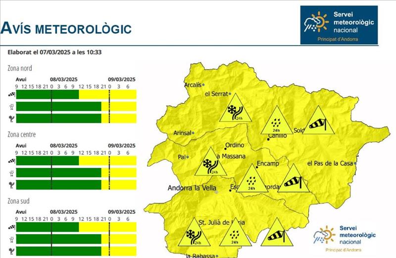 El Servei Meteorològic ha activat l'avís groc d