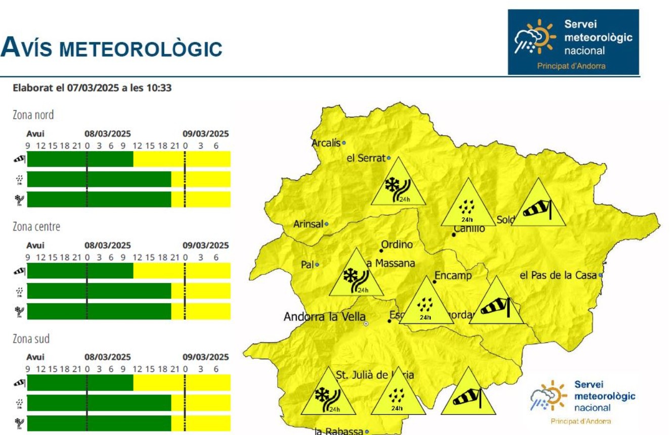 Activat l’avís groc per vent i neu 