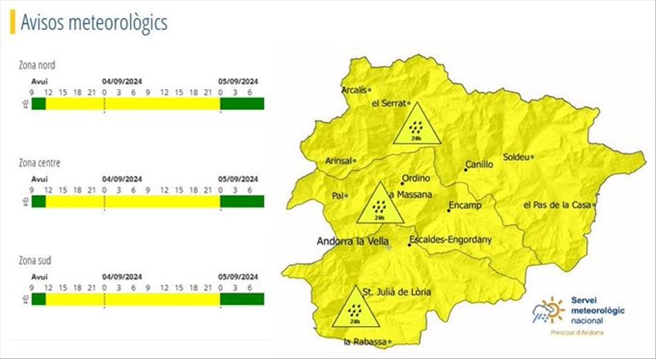 El Servei Meteorològic activa l'avís groc de ca