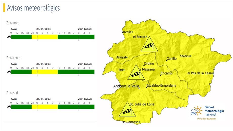 S'ha activat l'alerta groga per fortes ràfegues de