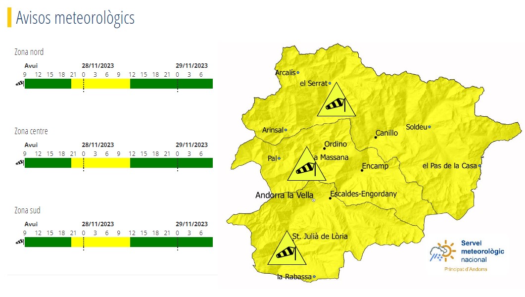 Avís groc per ràfegues de vent de fins a 100 km/h