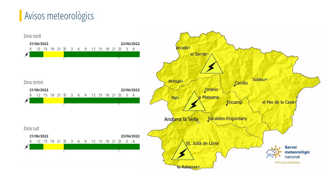 Avís groc per tempestes aquest dimarts