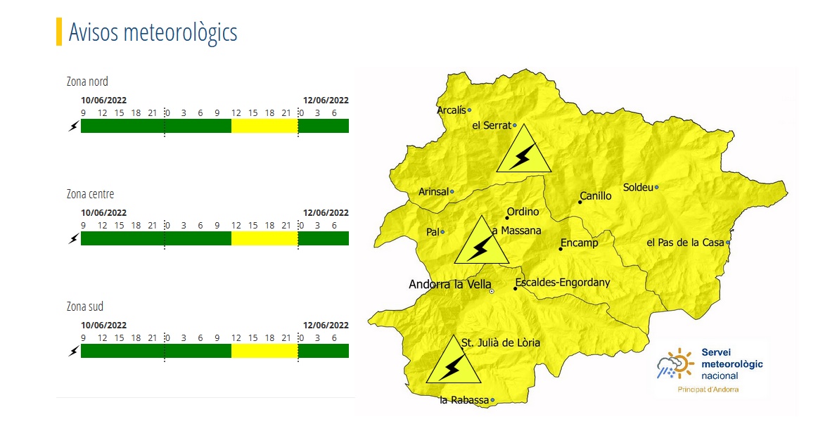 Avís groc per tempestes dissabte