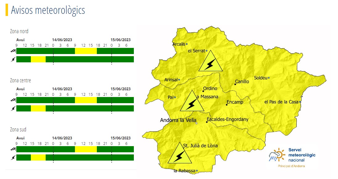 Avís groc per tempestes a la tarda i per ventades dimecres