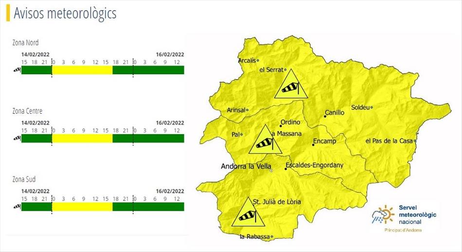 El Servei Meteorològic Nacional ha activat l'av&iacute