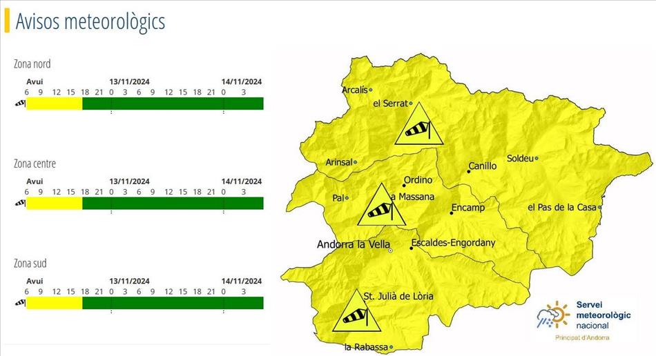 El Servei Meteorològic Nacional ha emès un av&iacut