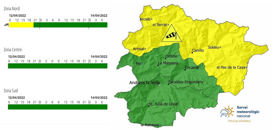 Avís groc per ventades aquest dimarts