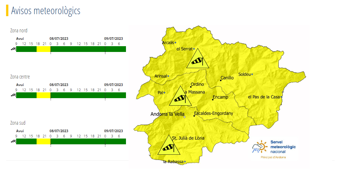 Avís groc per ventades i tempestes a la tarda