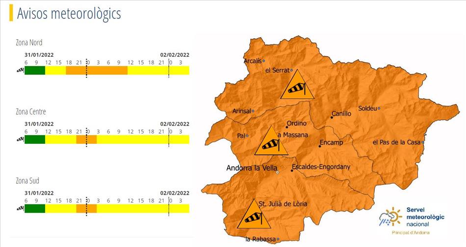 El Servei Meteorològic Nacional ha activat aquest dilluns 