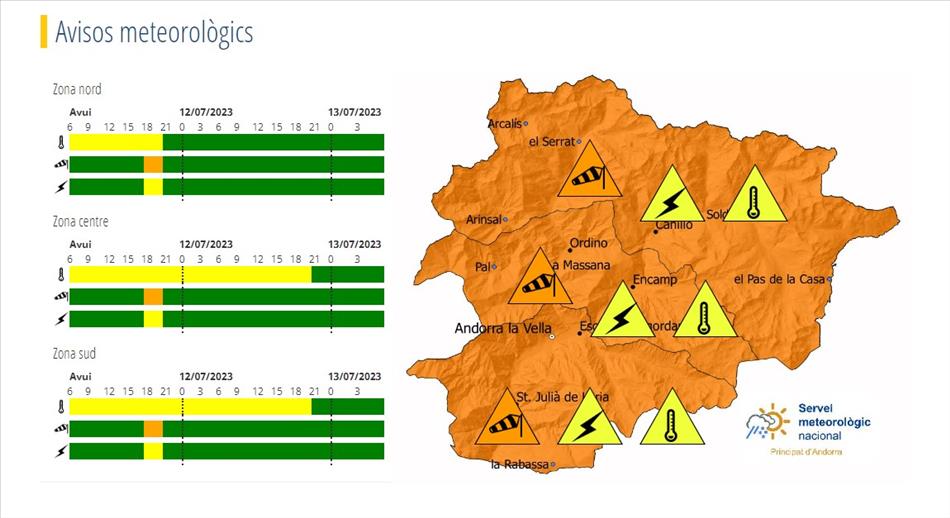 El servei meteorològic ha activat un avís taronja p