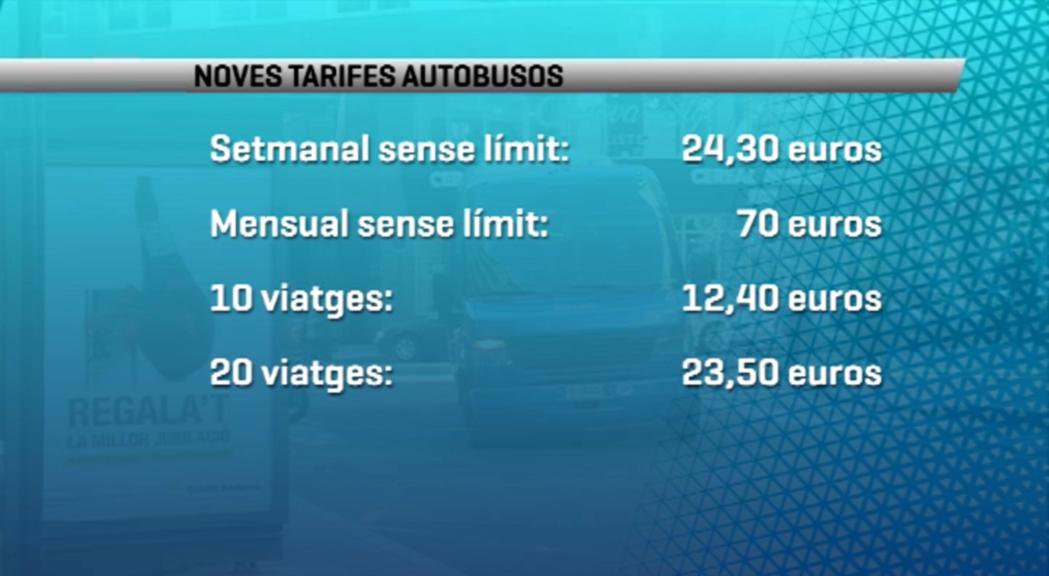 Confirmades les noves tarifes d'autobús amb rebaixes per als abonaments a partir de l'1 de setembre