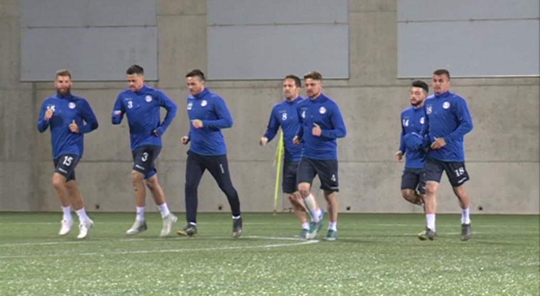 Darrer entrenament per a Andorra i Albània abans del duel d'aquest dilluns