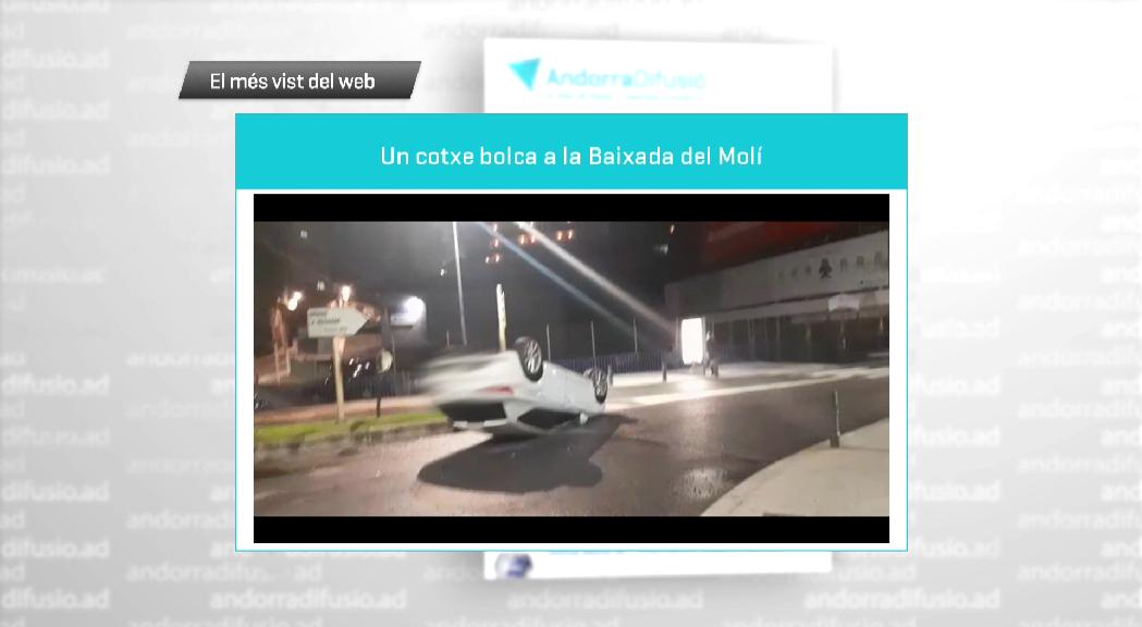 L'espectacular imatge d'un vehicle bolcat a la Baixada del Molí,  la notícia més vista de la setmana