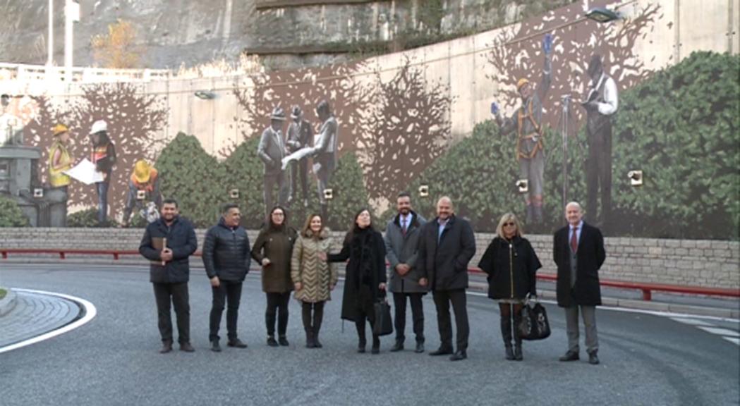 S'inaugura el mural de Sam Bosque a la CG-2 en homenatge a la construcció de carreteres