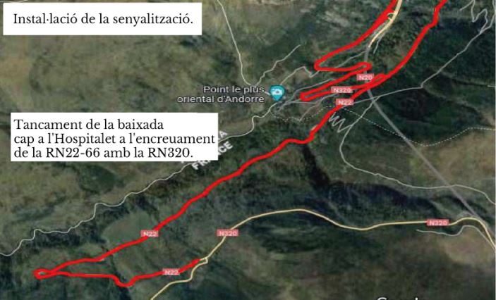 Modificació de ruta d'accés al Principat per França per obres