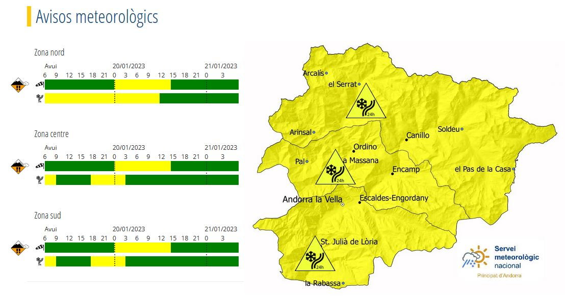 Nou avís groc per nevades a tot el país