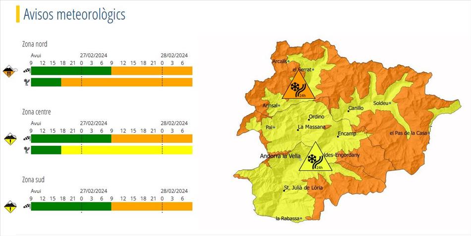 El servei meteorològic ha activat un avís taronja p