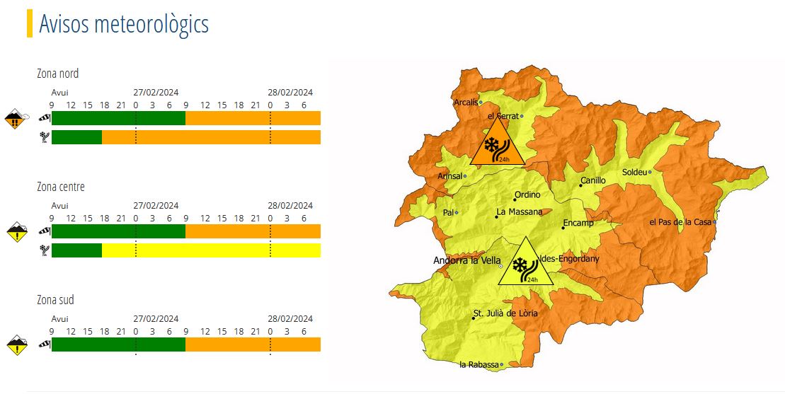 Perill per nevades amb fortes ràfegues de vent i anul·lat l'esquí escolar