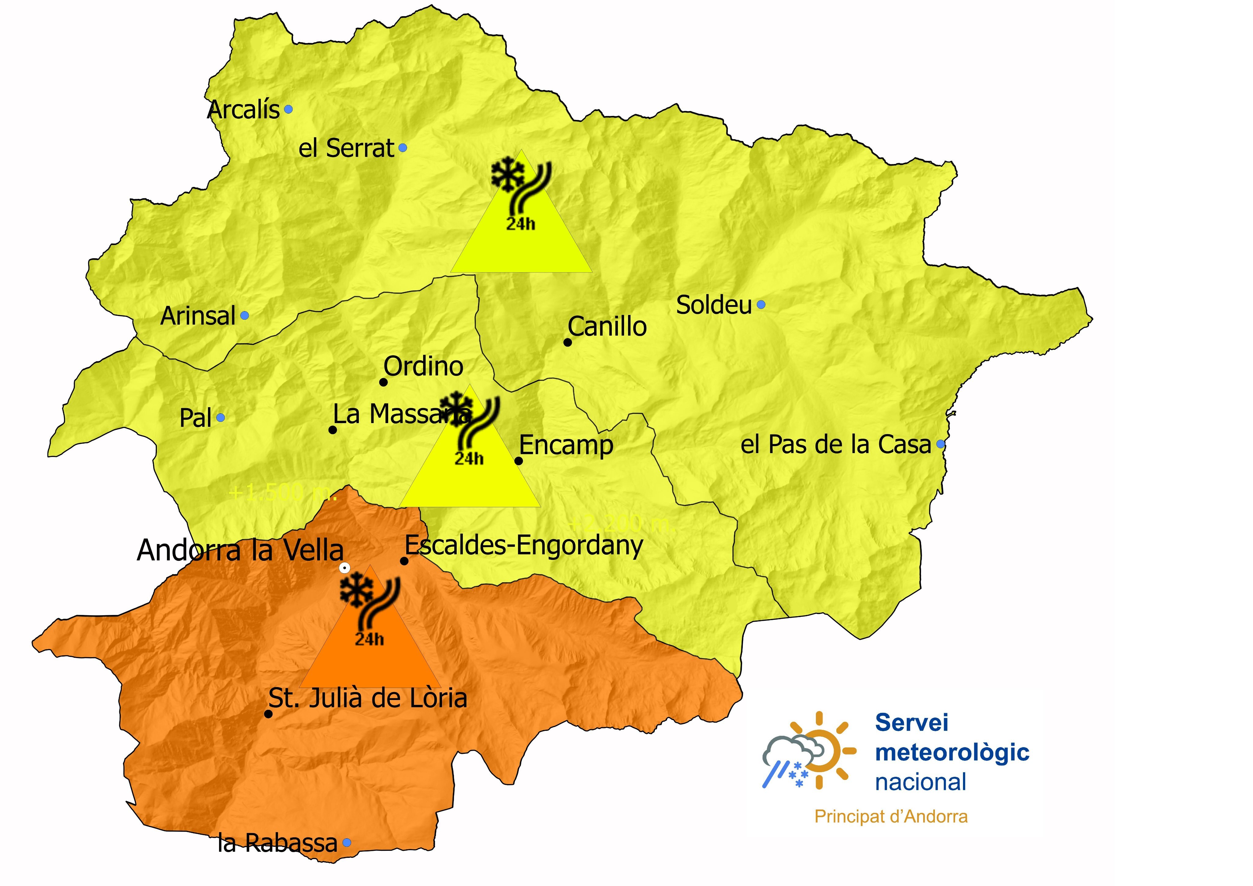 Prealerta per un episodi de nevades a partir d'aquest dilluns