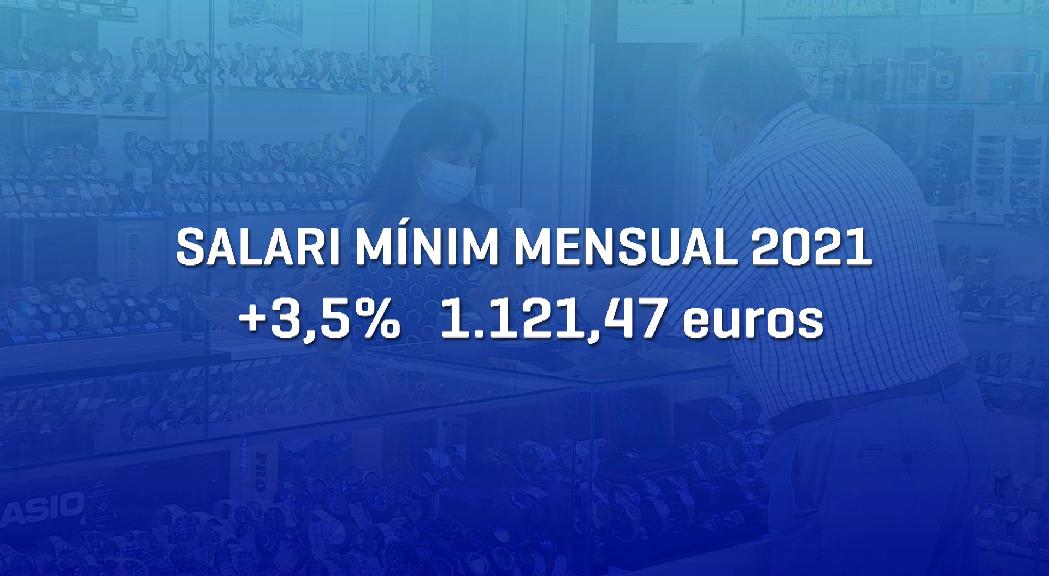 El salari mínim pujarà un 3,5% el 2021 i se situarà en els 1.121 euros