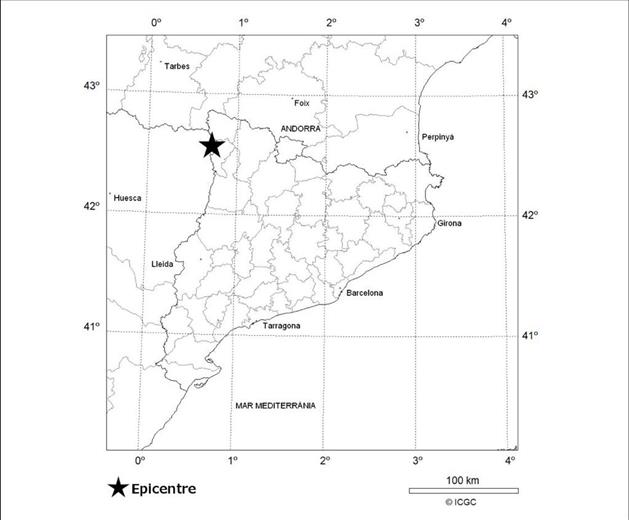 Un sisme de magnitud 4,2 amb epicentre al nord d'Aragó