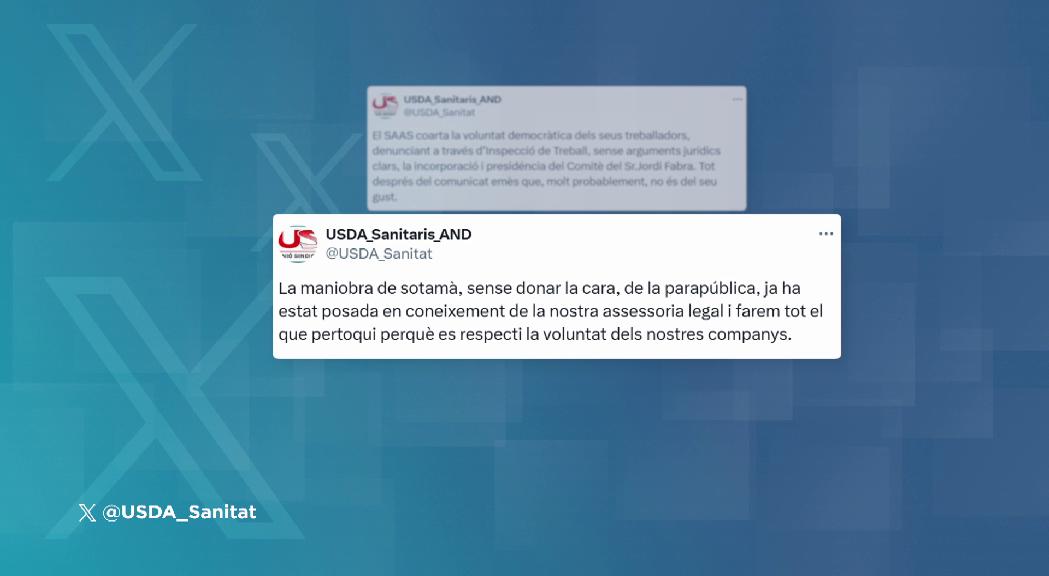 L'USdA acusa el SAAS de denunciar un cas a Inspecció de Treball i la parapública ho nega