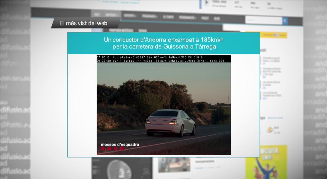 El cotxe andorrà a 185 km/h entre Guissona i Tàrrega, el més vist de la setmana a Andorra Difusió