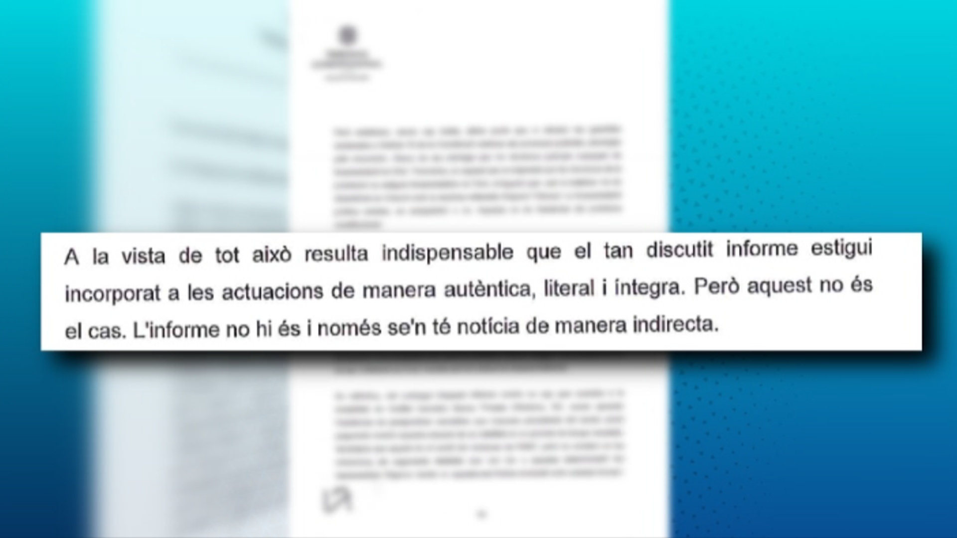 L'INAF haurà de facilitar l'informe que determinava que BPA era inviable