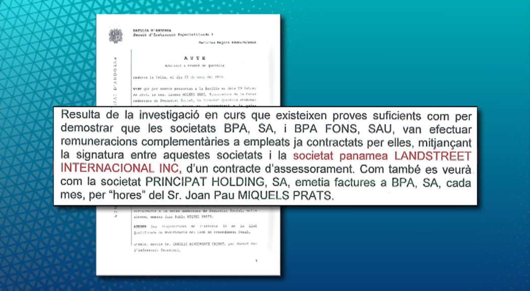 Joan Pau Miquel va rebre de BPA 15 milions d'euros no declarats per serveis que la CASS considera "ficticis"