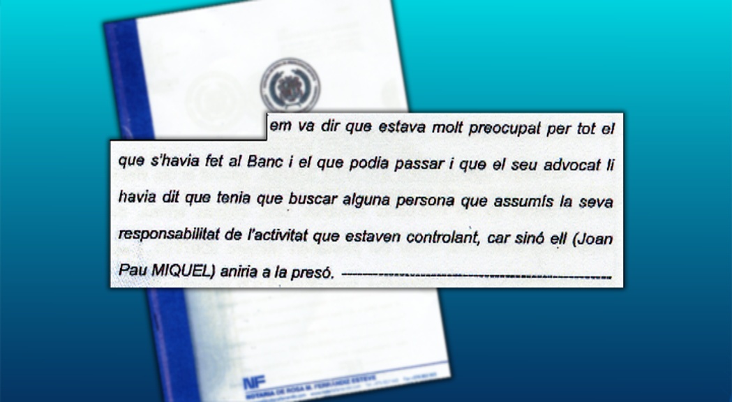 Joan Pau Miquel hauria intentat comprar la seva innocència a un exempleat de BPA