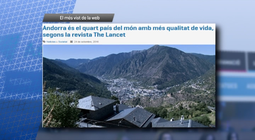 La catalogació d'Andorra com a quart país amb més qualitat de vida, el més vist de la setmana