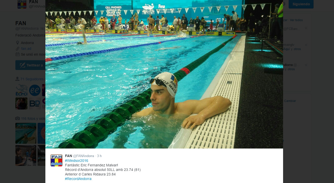 Èric Fernández bat el rècord nacional dels 50 lliures al Mundial de piscina curta