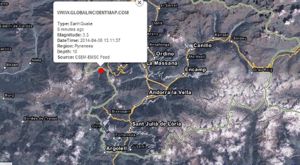 Un terratrèmol de 3,3 graus en l'escala de Richter sacseja Andorra